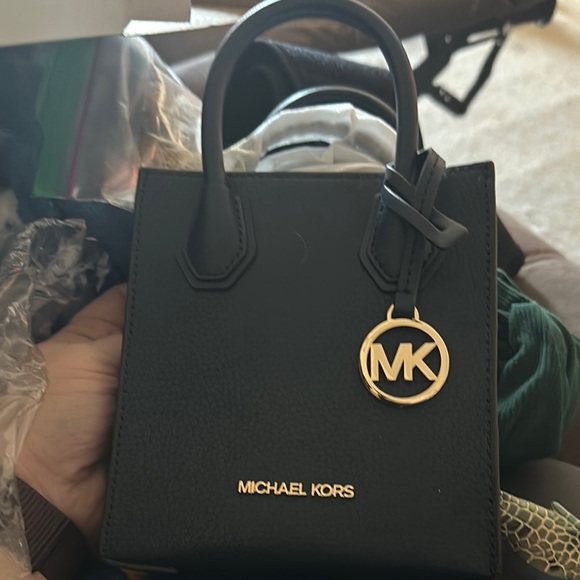 Michael Kors Mercer Pebbled leather Navy Blue Cross Body Handbag - Picture 1 of 1